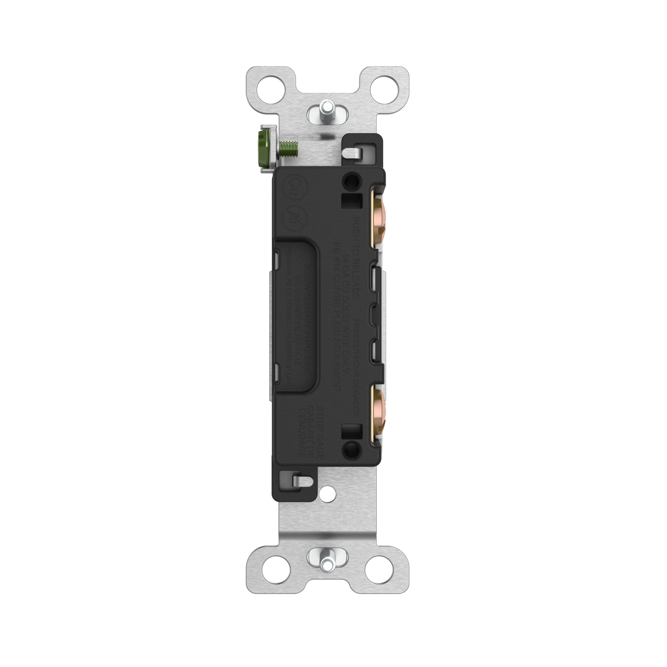 Toggle Framed AC Pole Quiet Switch, Single Pole, 15 Amp/120 Volt, Grounding, Side or Push-In Wire