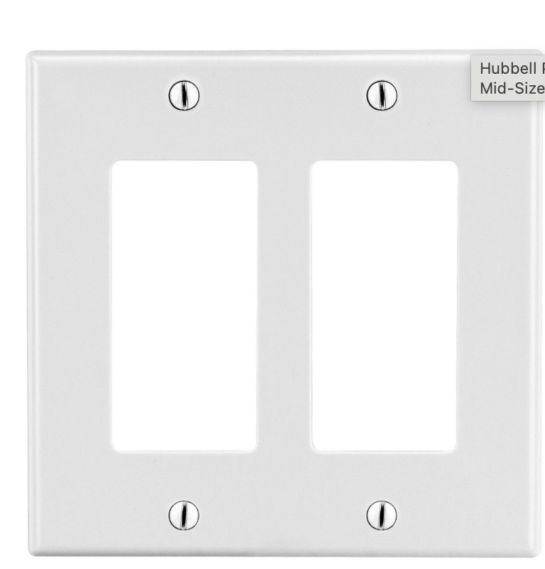 Hubbell PJ262W 2-Gang Decorator Wallplate, Mid-Size, White