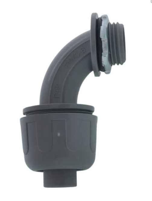 Nylon Liquid Tight 90-Degree Connector (Gray)
