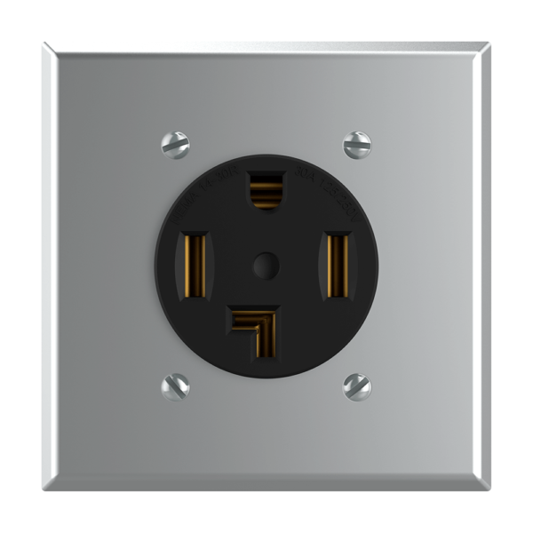 2-Gang Flush Mount 2.125 Inch Dia. Receptacle Wall Plate, Midway Size – Stainless Steel