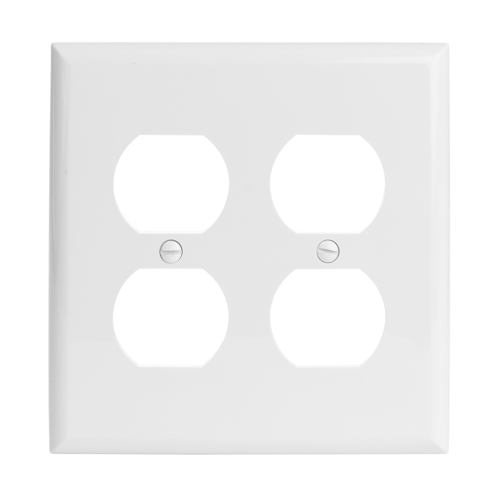 2-Gang Duplex Receptacle Wall Plate, Mid Size, Polycarbonate Thermoplastic