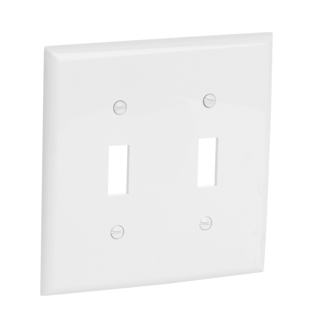 2-Gang Toggle Switch Wall Plate, Mid Size, Polycarbonate Thermoplastic