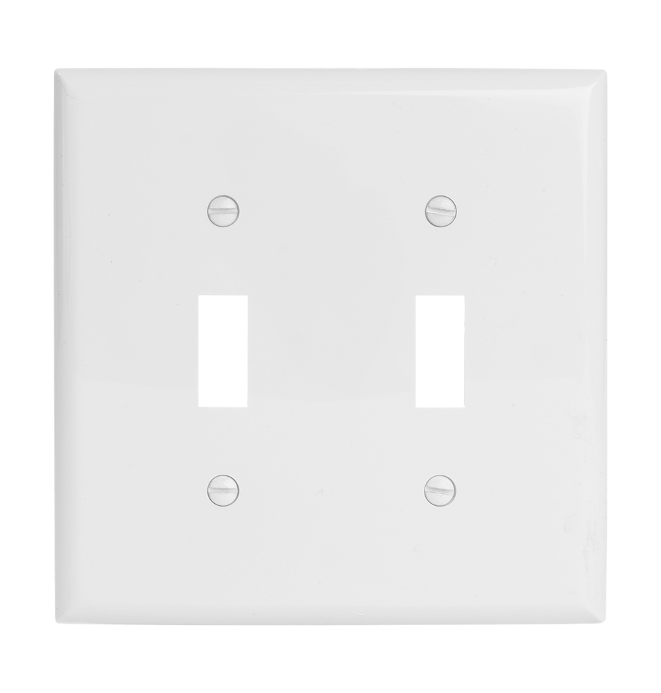 2-Gang Toggle Switch Wall Plate, Mid Size, Polycarbonate Thermoplastic