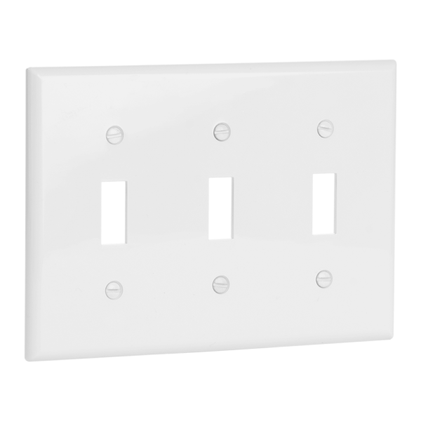 3-Gang Toggle Switch Wall Plate, Mid Size, Polycarbonate Thermoplastic