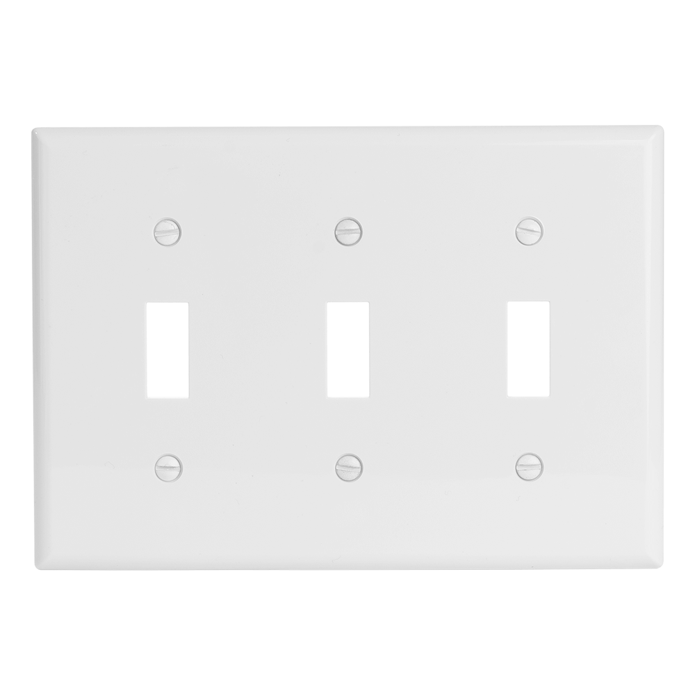3-Gang Toggle Switch Wall Plate, Mid Size, Polycarbonate Thermoplastic