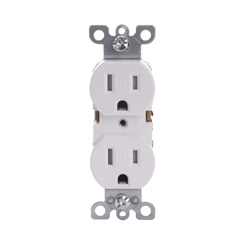 Duplex Receptacle,15 Amp/125 Volt, Tamper-Resistant, 5-15R, 2-Pole, 3-Wire, Grounding, Side or Push-In Wire