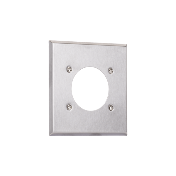 2-Gang Flush Mount 2.125 Inch Dia. Receptacle Wall Plate, Midway Size – Stainless Steel