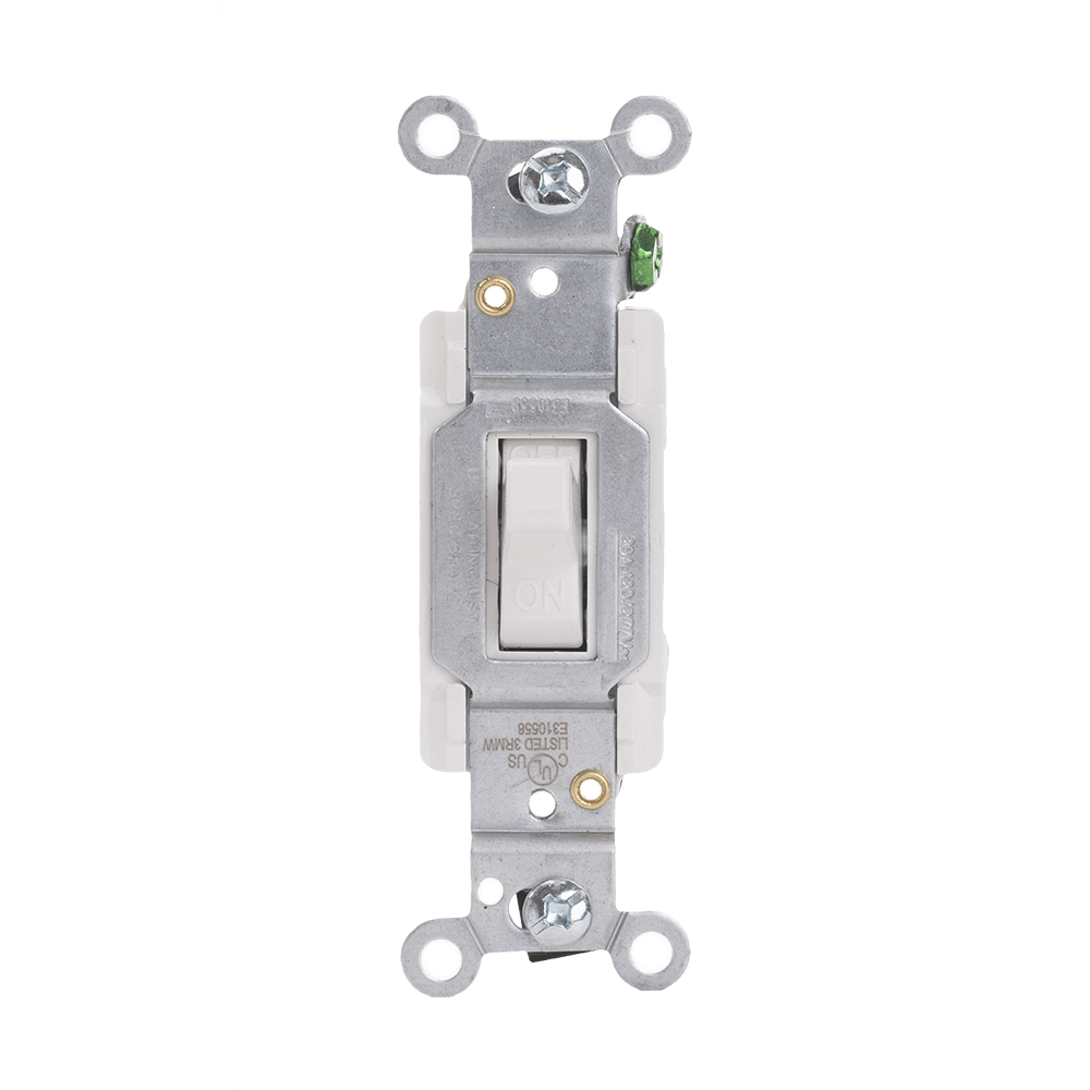 Toggle Double-Pole AC Quiet Switch, 30 Amp/120 Volt, Grounding, Back & Side Wire