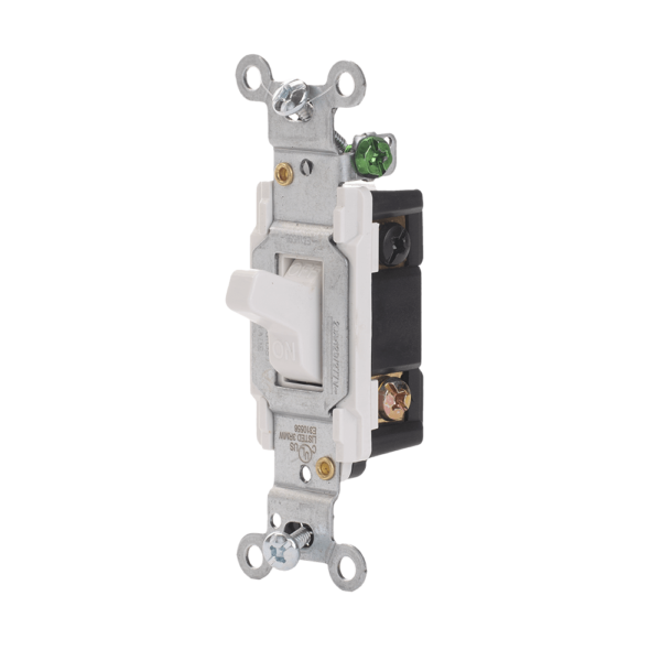Toggle Double-Pole AC Quiet Switch, 30 Amp/120 Volt, Grounding, Back & Side Wire