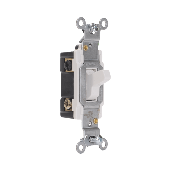 Toggle Double-Pole AC Quiet Switch, 30 Amp/120 Volt, Grounding, Back & Side Wire