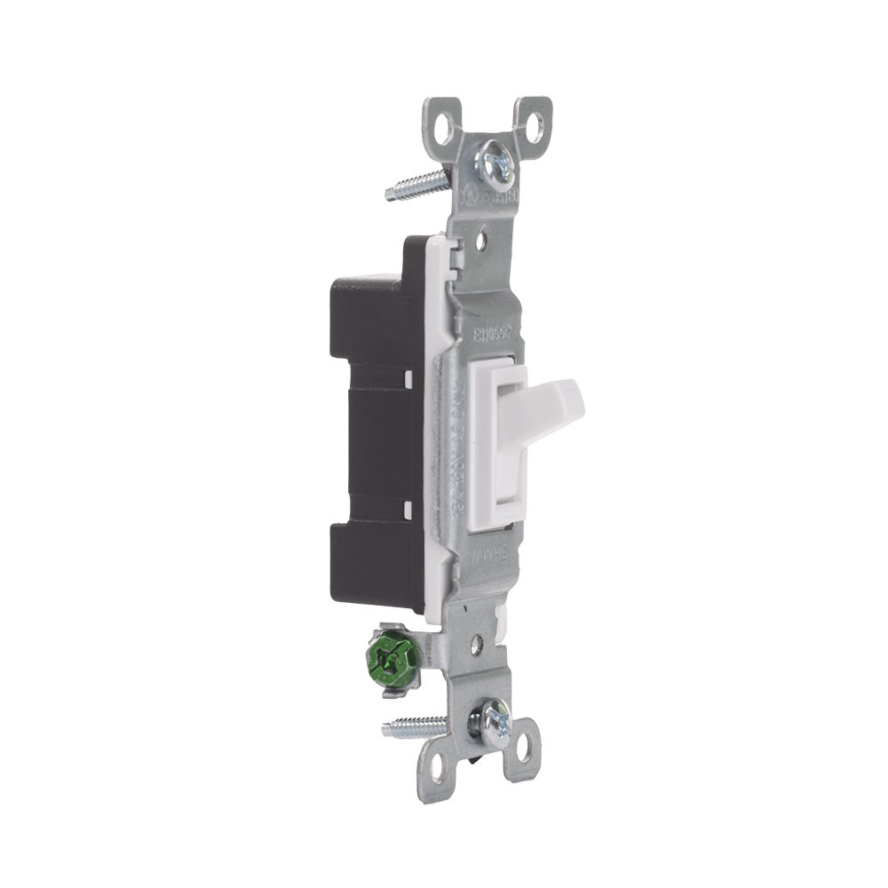 Toggle Double-Pole AC Quiet Switch, 20 Amp/120 Volt, Grounding, Back & Side Wire
