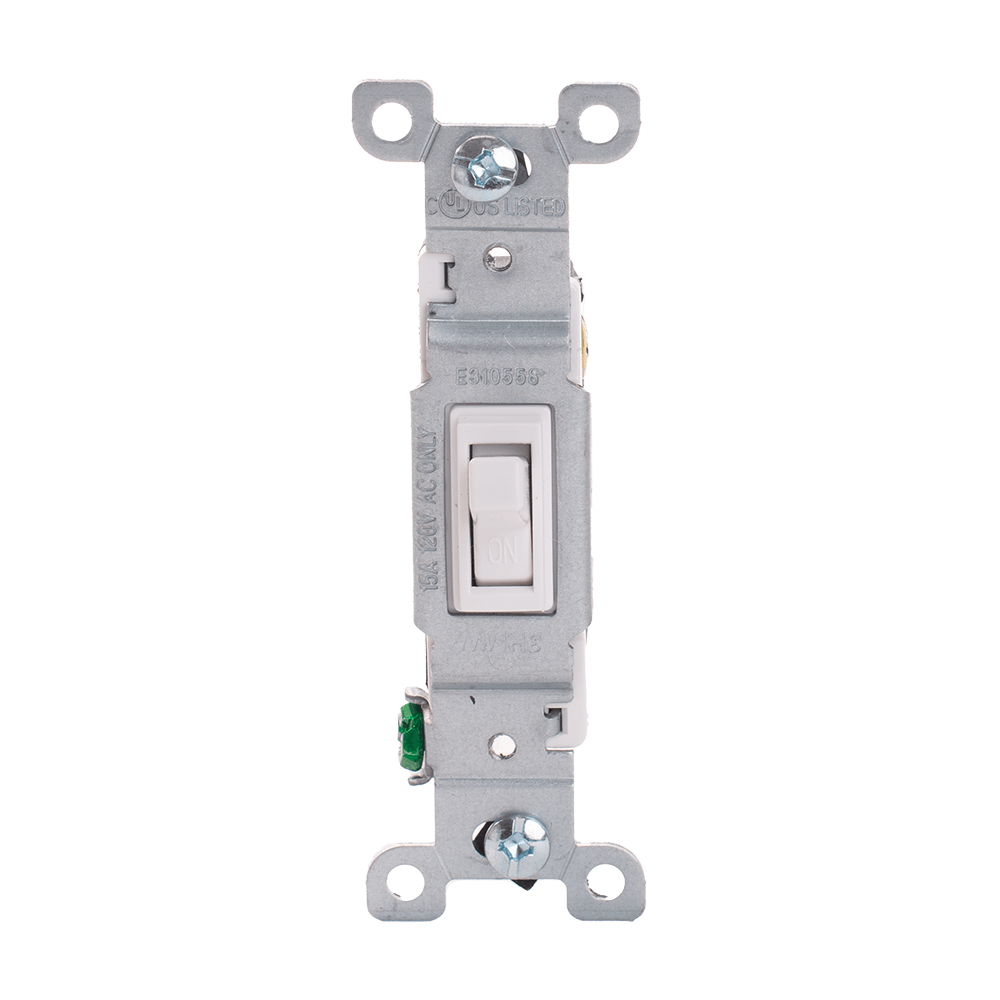 Toggle Double-Pole AC Quiet Switch, 20 Amp/120 Volt, Grounding, Back & Side Wire
