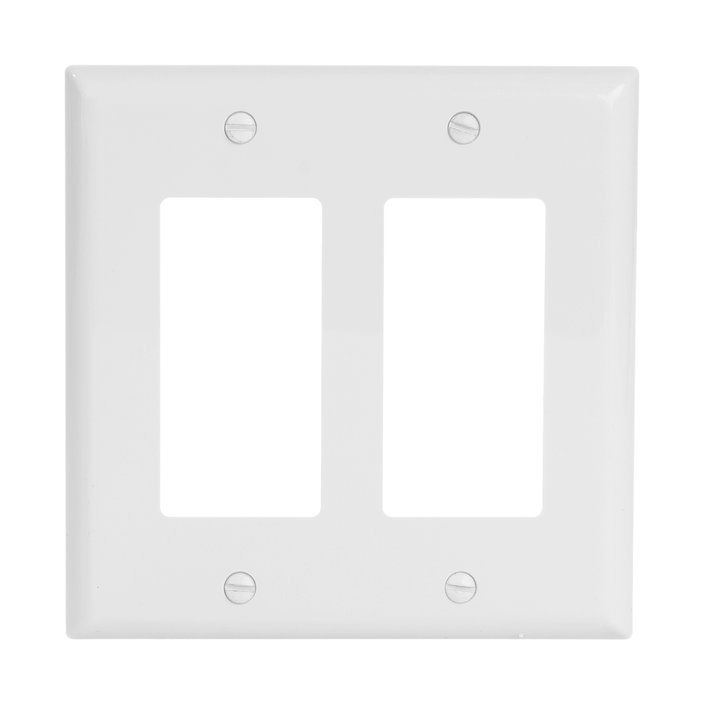 2-Gang Decorator/GFCI Device Wall Plate, Mid Size, Polycarbonate Thermoplastic