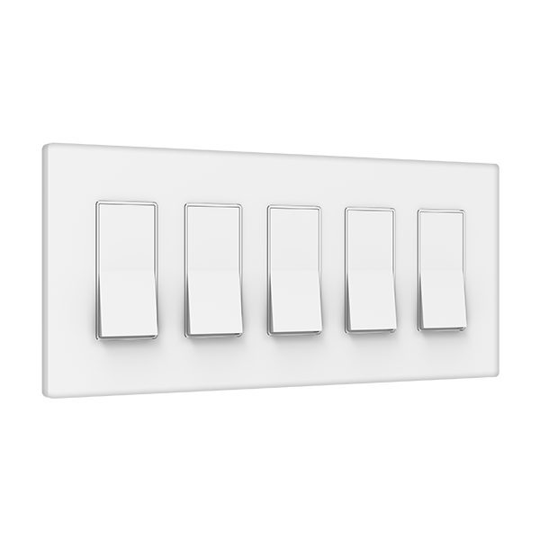 5-Gang Decorator Screwless Wall Plate