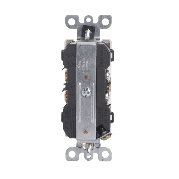 Decorator Duplex Receptacle, 20 Amp/125 Volt, Commercial Grade, Tamper Resistant, 5-20R, 2-Pole, 3-Wire, Self-Grounding, Side or Back Wiring