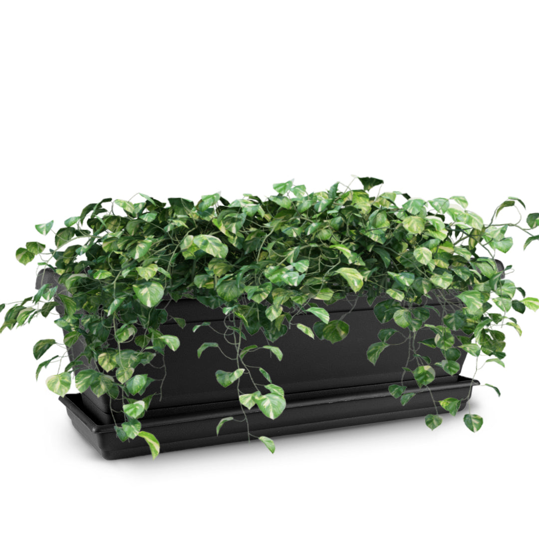 black rectangle plant pot Rectangular Flower Pot 20" D52 Black