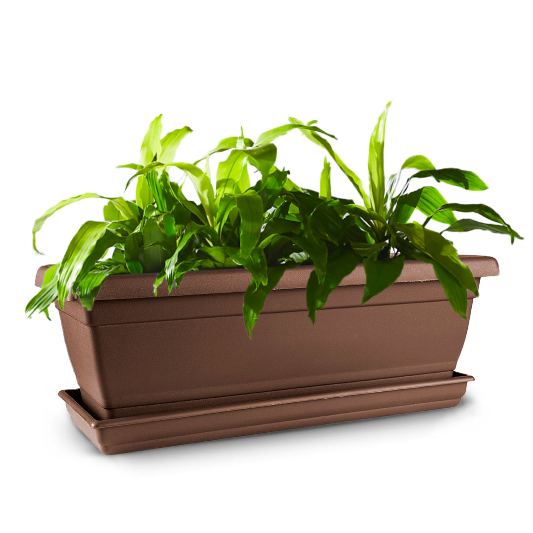 rectangle pots for indoor plants Rectangular Flower Pot 20" D52 Brown