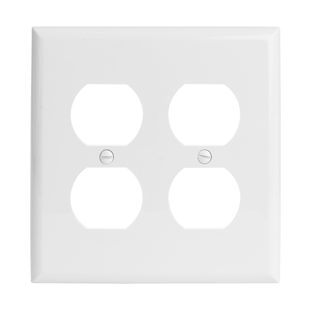 2-Gang Duplex Receptacle Wall Plate, Standard Size, Polycarbonate Thermoplastic