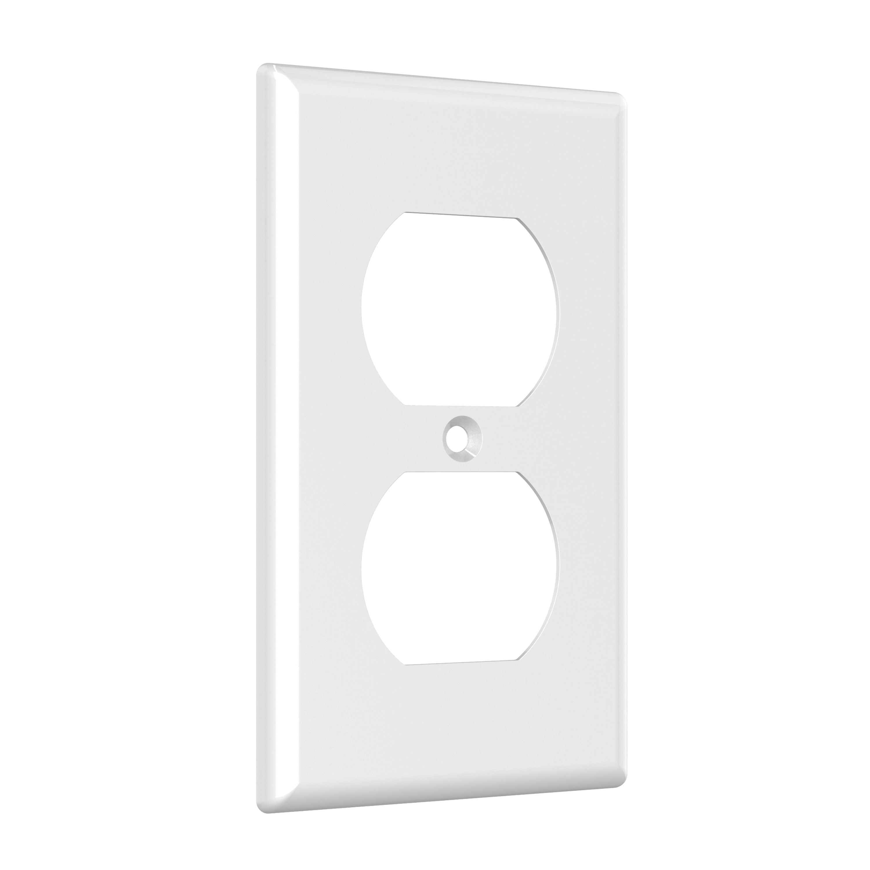1-Gang Duplex Receptacle Wall Plate, Standard Size, Polycarbonate Thermoplastic.