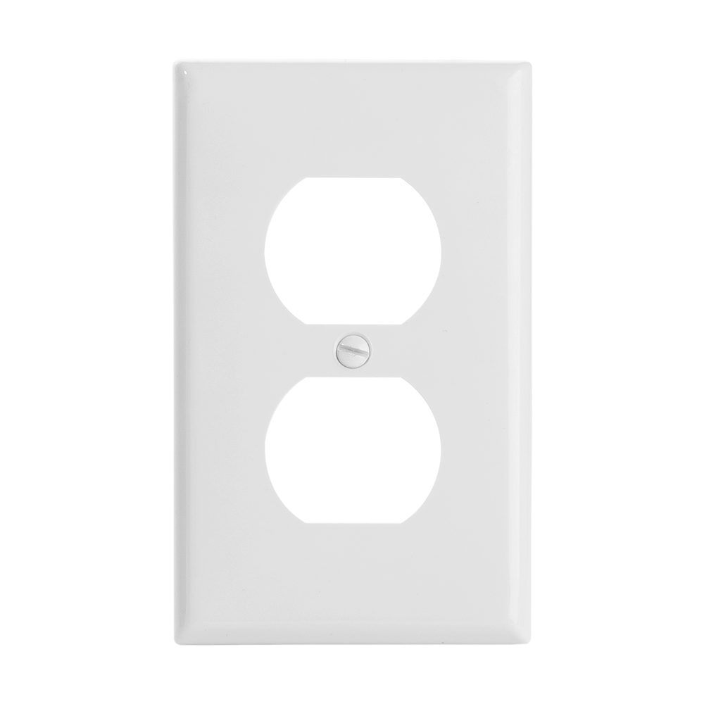 1-Gang Duplex Receptacle Wall Plate, Standard Size, Polycarbonate Thermoplastic.