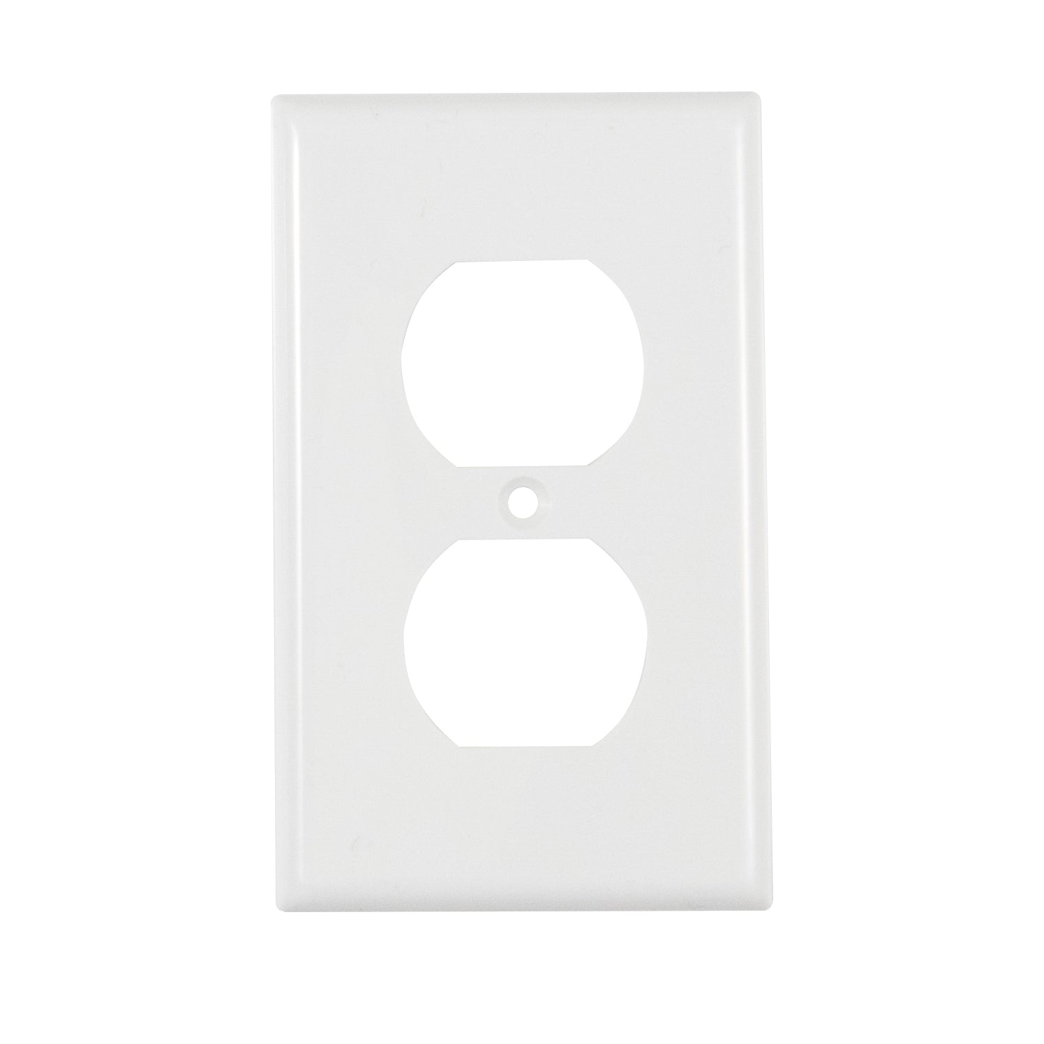 1-Gang Duplex Receptacle Wall Plate, Mid-Size, Polycarbonate Thermoplastic - White