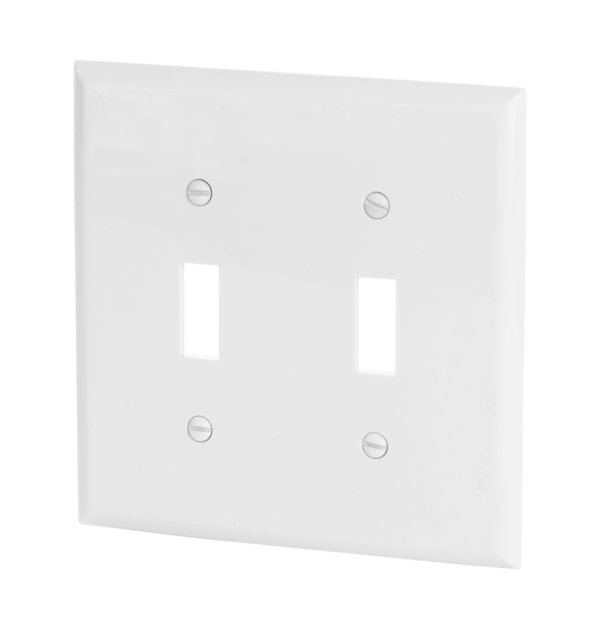 2-Gang Toggle Switch Wall Plate, Standard Size, Polycarbonate Thermoplastic