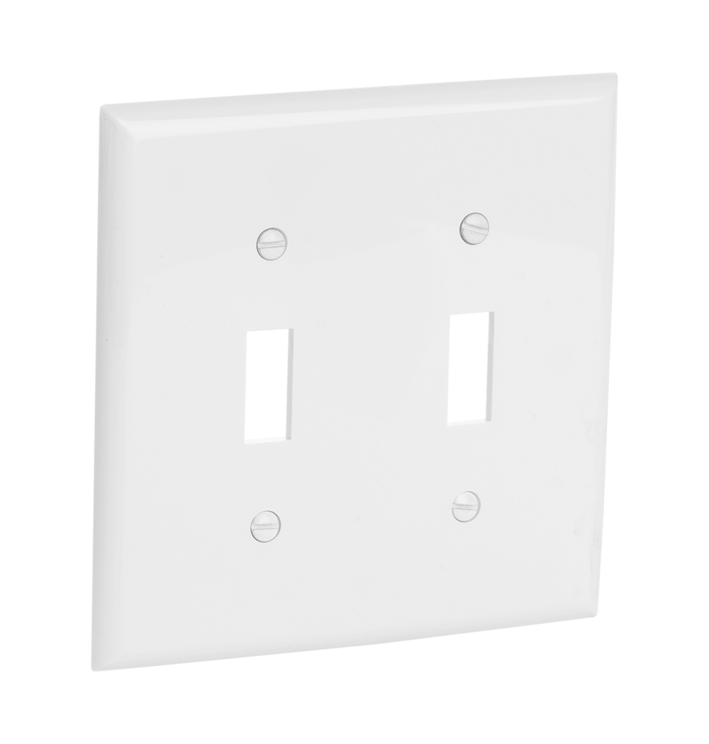 2-Gang Toggle Switch Wall Plate, Standard Size, Polycarbonate Thermoplastic