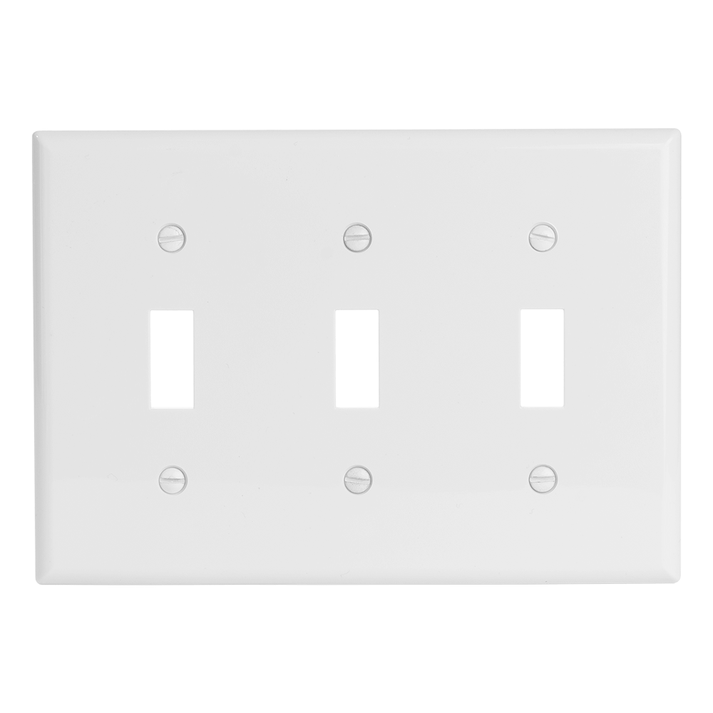 3-Gang Toggle Switch Wall Plate, Standard Size, Polycarbonate Thermoplastic