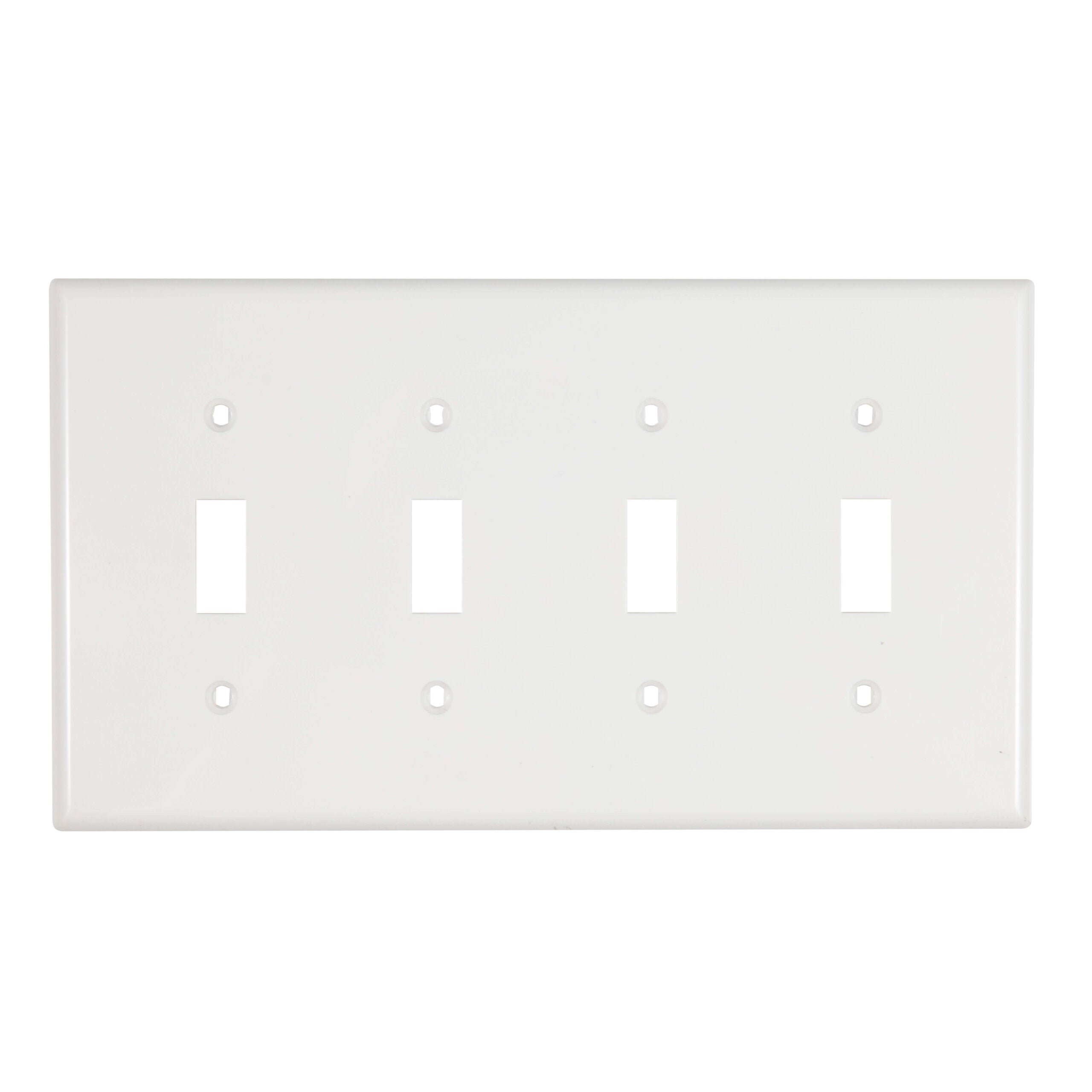 4-Gang Toggle Switch Wall Plate, Mid-Size, Polycarbonate Thermoplastic - White