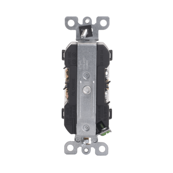 Duplex Receptacle, 20 Amp/125 Volt, Commercial Grade, Tamper Resistant, 5-20R, 2-Pole, 3-Wire, Self-Grounding, Side or Back Wiring