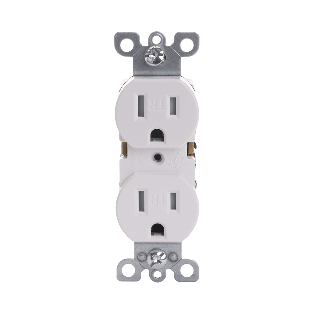 Duplex Receptacle,15 Amp/125 Volt, 5-15R, 2-Pole, 3-Wire, Grounding, Side or Push-In Wire