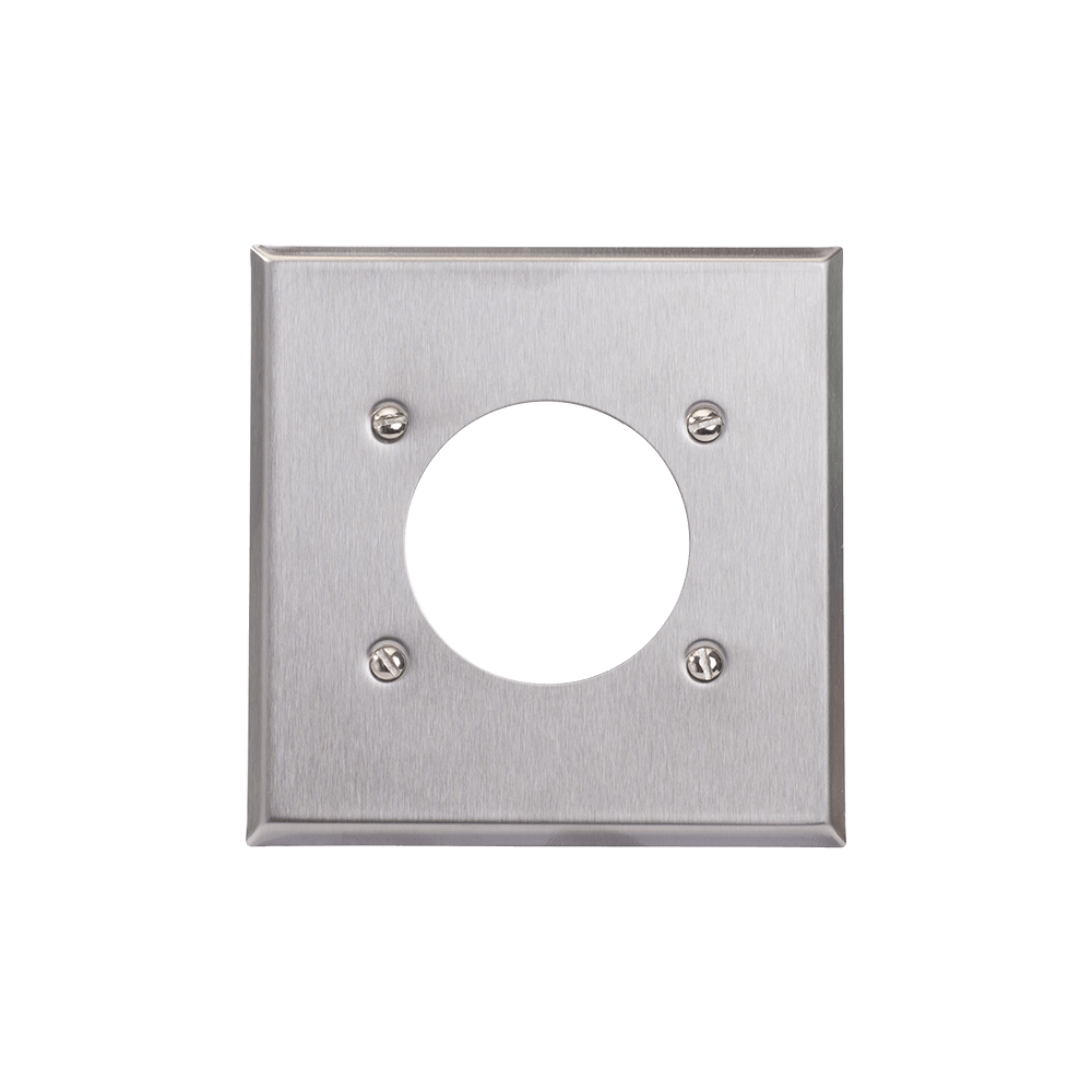 2-Gang Flush Mount 2.125 Inch Dia. Receptacle Wall Plate, Midway Size – Stainless Steel
