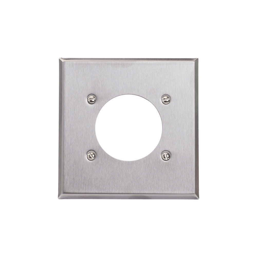 2-Gang Flush Mount 2.153 Inch Dia. Receptacle Wall Plate, Midway Size, Polycarbonate Thermoplastic - White