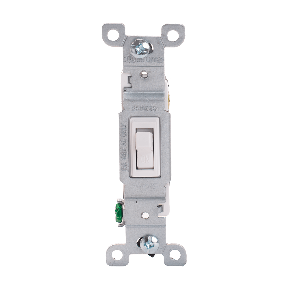 Toggle Framed AC Pole Quiet Switch, Single Pole, 15 Amp/120 Volt, Grounding, Side or Push-In Wire