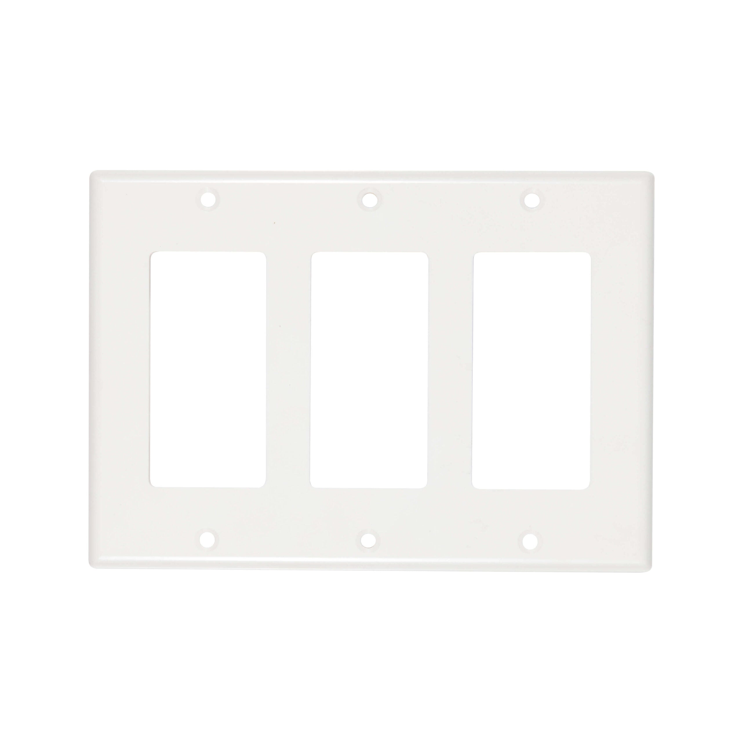 3-Gang Decorator/GFCI Device Wall Plate, Mid Size, Polycarbonate Thermoplastic - White