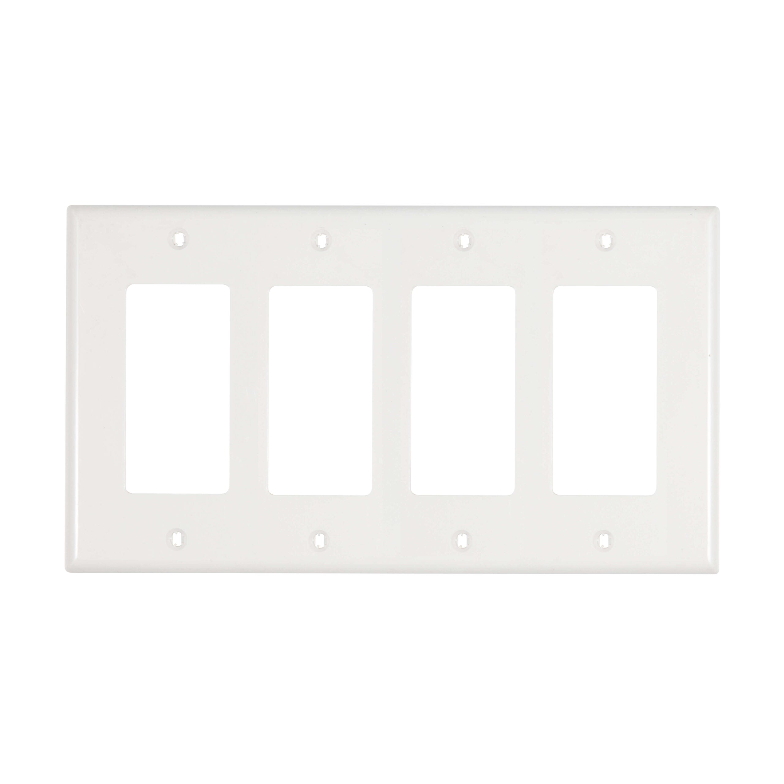 4-Gang Decorator/GFCI Device Wall Plate, Standard Size, Polycarbonate Thermoplastic - White