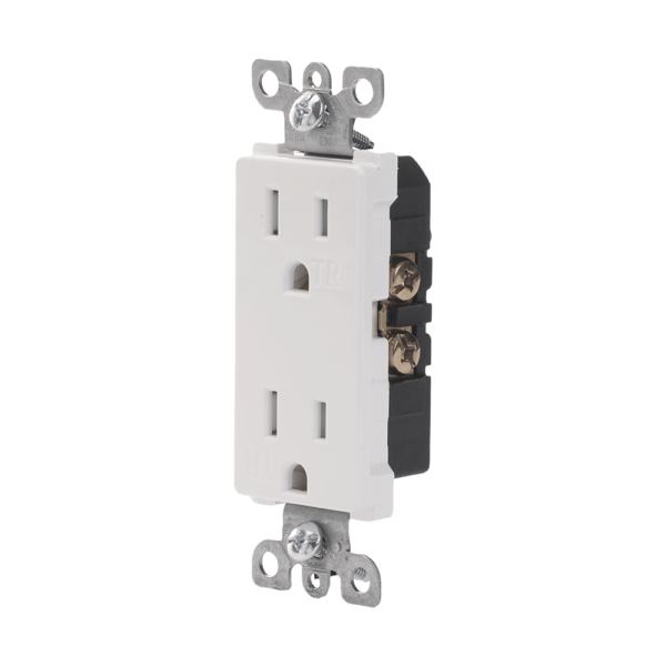Decorator Duplex Receptacle,15 Amp/125 Volt, Tamper-Resistant, 5-15R, 2-Pole, 3-Wire, Grounding, Side or Push-In Wire