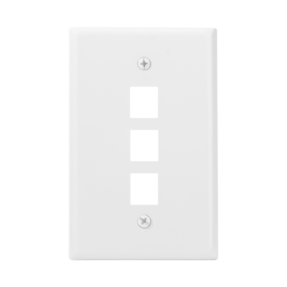 1-Gang 3-Port Multimedia Wall Plate, Mid-Size, Polycarbonate Thermoplastic