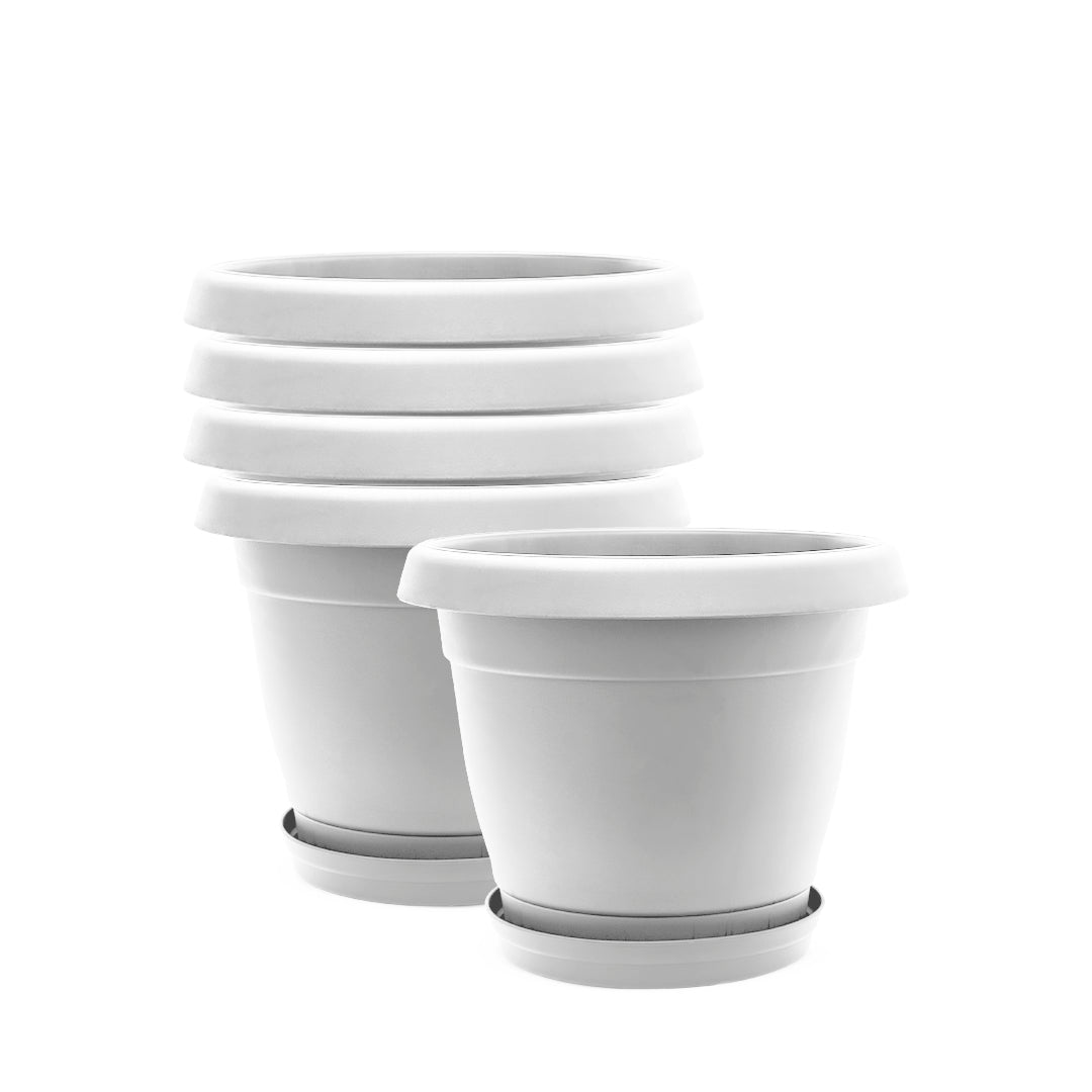 small white plastic plant pots Planter 8"