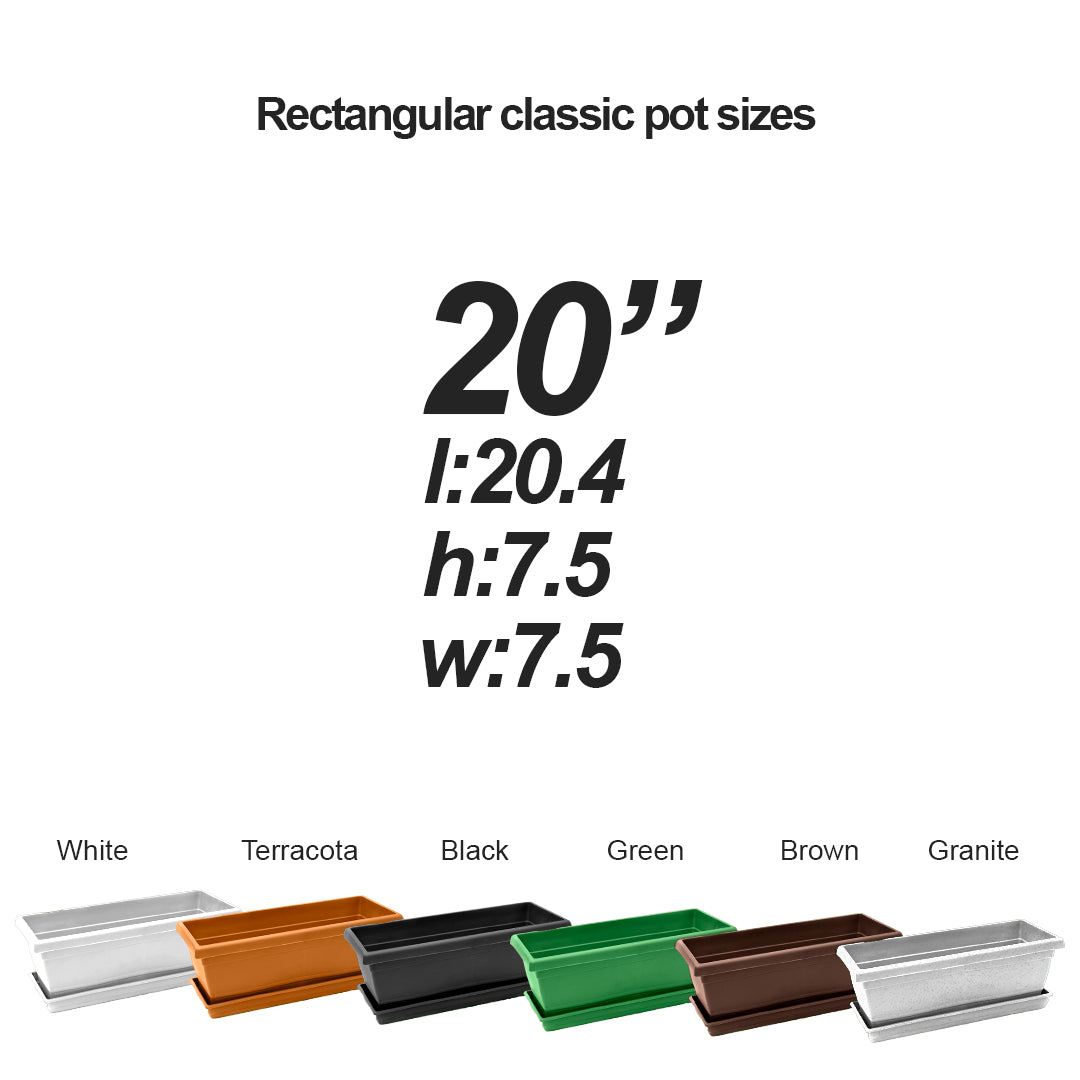 Rectangular Flower Pot  20" D52 Black - Classic Line.